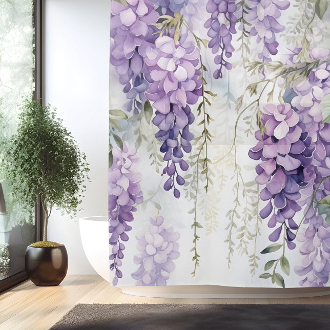 Watercolor Wisteria Whispers Shower Curtain (Creator Uploaded)