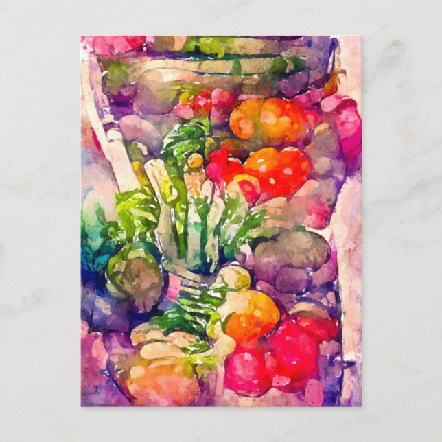 Watercolor with vegetables. painted. postcard (Front)