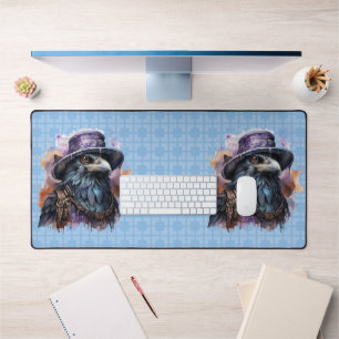 Watercolor Wizard Raven Bird Desk Mat