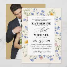 Watercolor Wldflowers Meadow & Add Photo Wedding