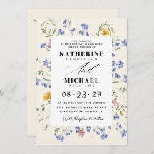 Watercolor Wldflowers Meadow Details RSVP Wedding