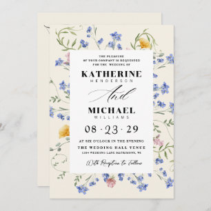 Watercolor Wldflowers Meadow Details RSVP Wedding Invitation
