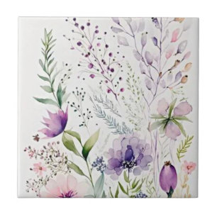 Watercolor woldflower ceramic tile
