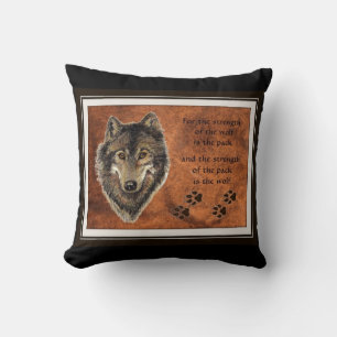 Watercolor Wolf and Family Pack Quote Cushion
