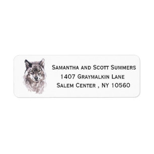 Watercolor Wolf Animal Custom Return Address Label