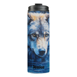 Watercolor Wolf Animal Thermal Tumbler