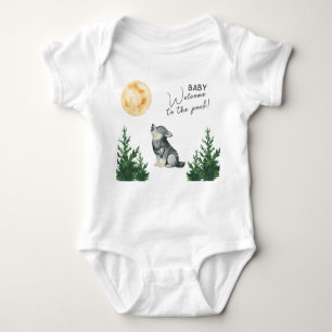 Watercolor Wolf Baby Shower Baby Bodysuit