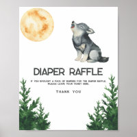 watercolor Wolf baby shower diaper raffle