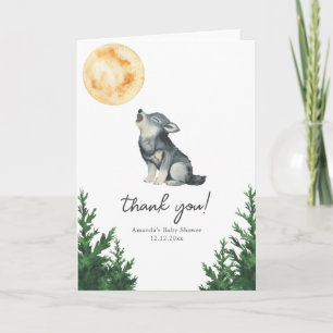 Watercolor Wolf Baby Shower Thank you Card