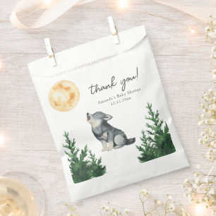 Watercolor Wolf Baby Shower Thank you Favour Bag