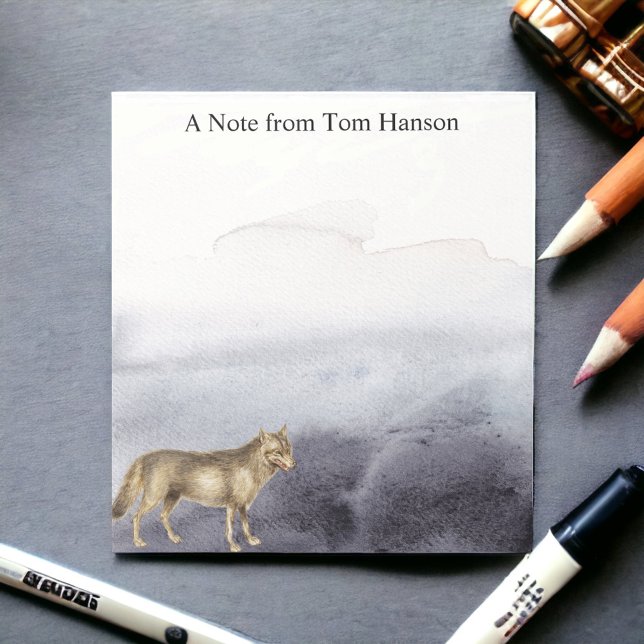 Watercolor Wolf Blue Clouds Personalised  Notepad (Creator Uploaded)