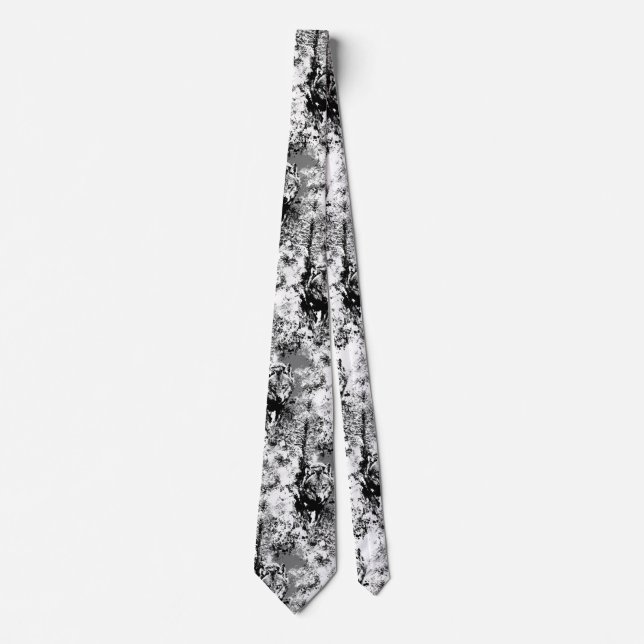 Watercolor Wolf Head Grey Black White Colours Tie (Front)