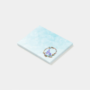 Watercolor Wolf Howling in a Boho Style Wreath Post-it Notes