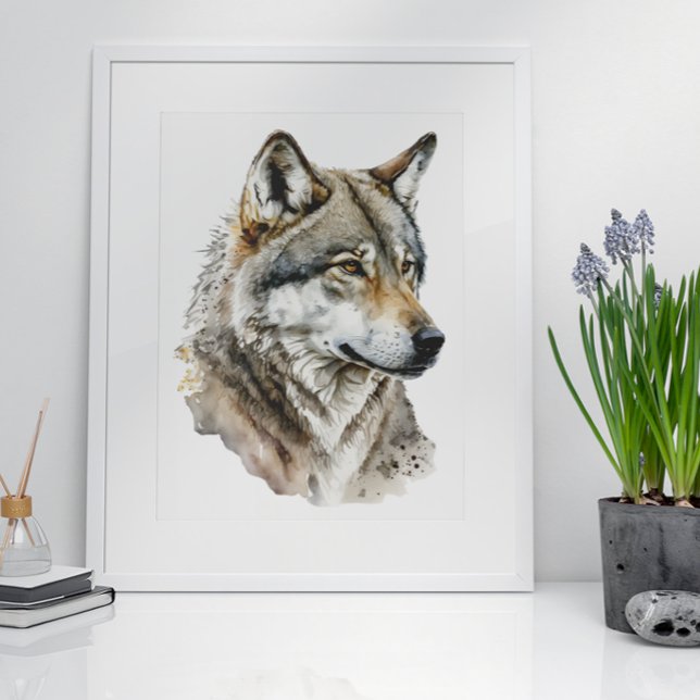 Watercolor Wolf Portrait art Poster (Creator Uploaded)