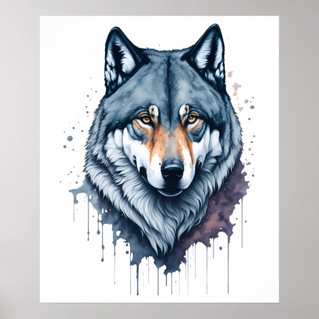 Watercolor Wolf Poster (Front)
