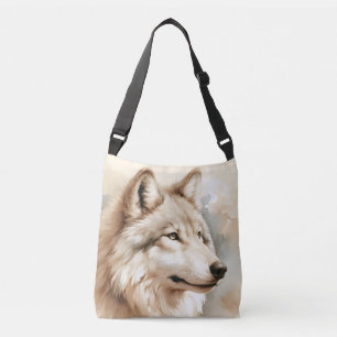 Watercolor Wolf Spirit – Mystical Wildlife Crossbody Bag