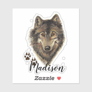 Watercolor Wolf Tracks Animal Custom Name