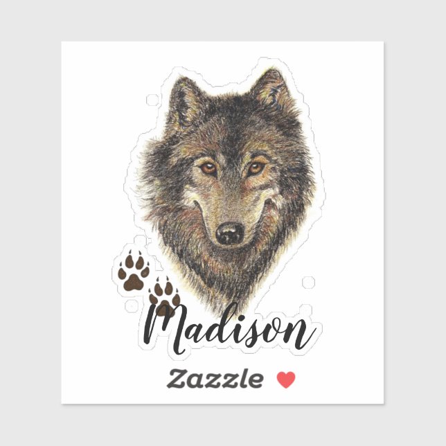 Watercolor Wolf Tracks Animal Custom Name (Sheet)