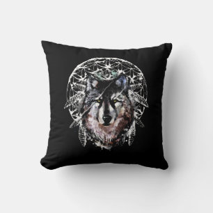 Watercolor Wolf Wild Spirit Animal Cushion