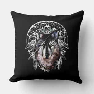Watercolor Wolf Wild Spirit Animal Cushion