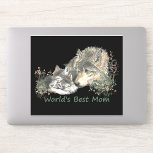 Watercolor Wolf World's Best Mum & Cubs