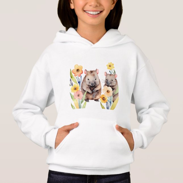 Watercolor wombats and flowers (Front)