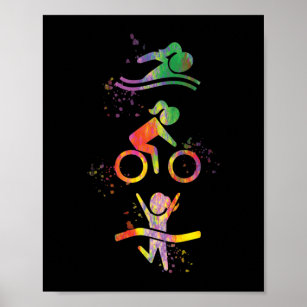 Watercolor Womens Triathlon Poster