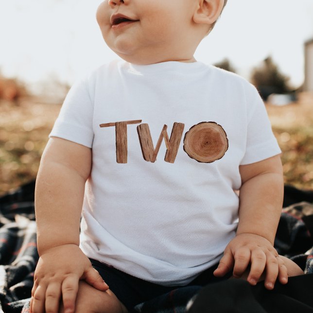 Watercolor Wooden 2nd Birthday Boy Baby T-Shirt (Creator Uploaded)