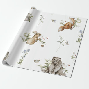 Watercolor Woodland Animal Wrapping Paper