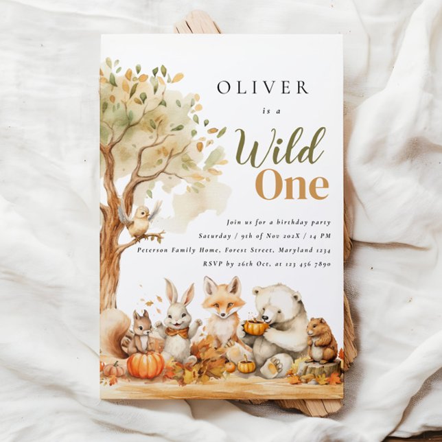 Watercolor Woodland Animals 1st Birthday Invitation (Creator Uploaded)