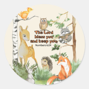 Watercolor Woodland Animals Blessings Gift Sticker