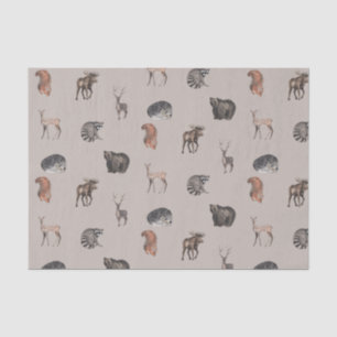 Watercolor Woodland Animals - Deer, Bear, Squirrel Tissue Paper