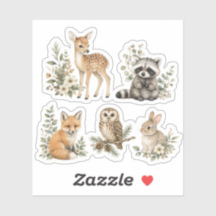 Watercolor Woodland Animals Deer Fox Racoon
