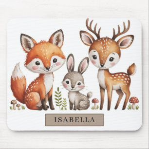 Watercolor Woodland Animals Mouse Pad
