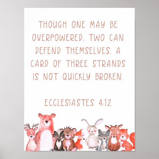 Watercolor Woodland Baby Animal Nursery Art Poster (Front)