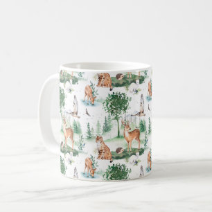 Watercolor Woodland Baby Animal Pattern Coffee Mug
