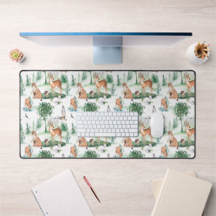 Watercolor Woodland Baby Animal Pattern Desk Mat