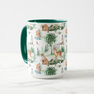 Watercolor Woodland Baby Animal Pattern Mug