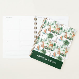 Watercolor Woodland Baby Animal Pattern Planner
