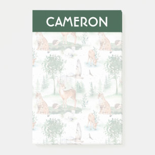 Watercolor Woodland Baby Animal Pattern Post-it Notes