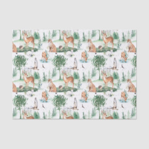 Watercolor Woodland Baby Animal Pattern Tissue Paper
