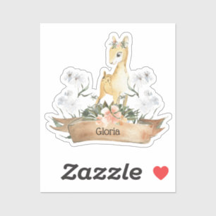 Watercolor Woodland Baby Fawn Custom Name