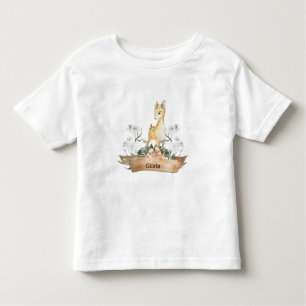 Watercolor Woodland Baby Fawn Custom Name Toddler T-Shirt