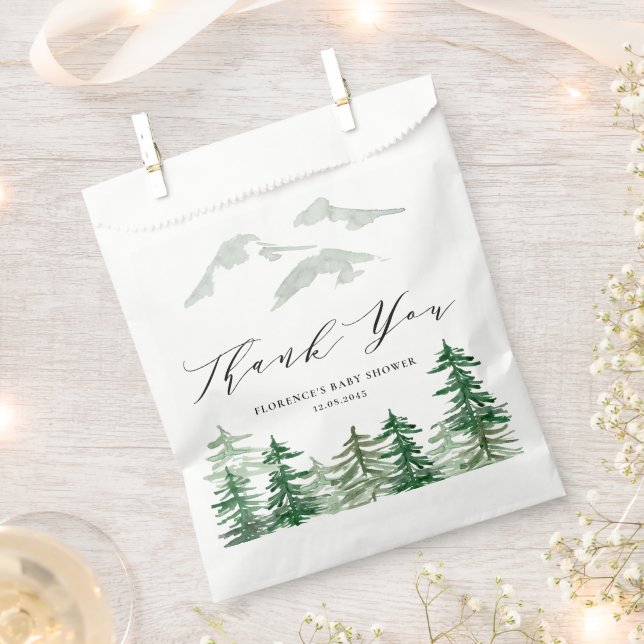 Watercolor Woodland Baby Shower Thank You Favour Bag (Clipped)