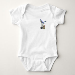 Watercolor woodland bird blue jay baby bodysuit