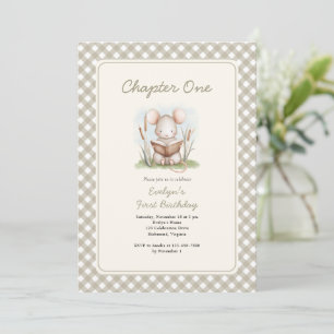 Watercolor Woodland Chapter One 1st Birthday Invitation