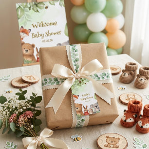 Watercolor Woodland Cute Animals Baby Shower Gift Tags