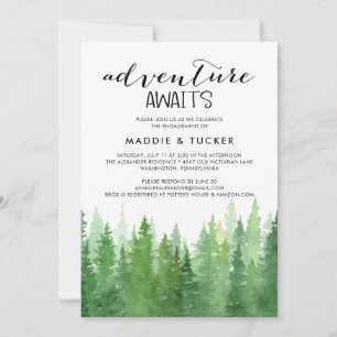 Watercolor Woodland Engagement Party  Invitation