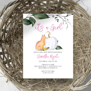 Watercolor Woodland Fall Themed Baby Shower Invitation