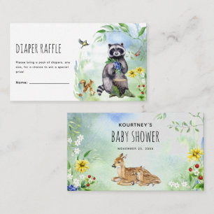 Watercolor Woodland Forest Animals Diaper Raffle Enclosure Card